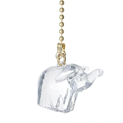 Image of Light Pull Chain Cord Gold Brass and Acrylic Clear Crystal Elephant with 80cm Matching