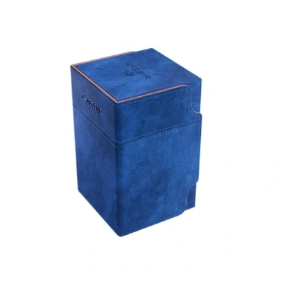 Image of Gamegenic Watchtower 100+ XL Convertible Deck Box Exclusive LINE Double Sleeved Card Storage Game Protector Nexofyber Surface Holds Up to 100 Cards Blue/Orange Color Made
