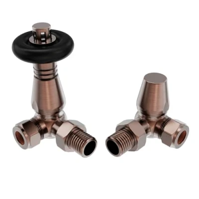 Image of Warmehaus 15mm Traditional TRV Thermostatic Corner Radiator Valve with Lockshield Antique Copper