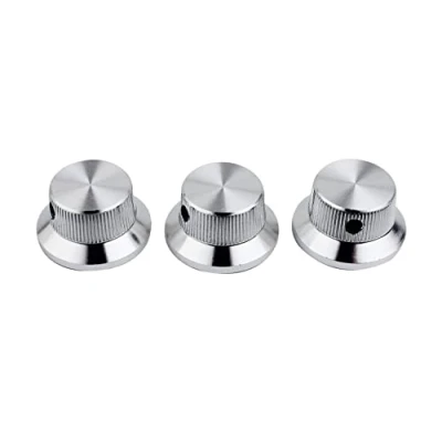 Image of Guyker Electric Guitar Bass Control Potentiometer Knobs, Hat Top Metal Volume Knob Replacement Parts (3 Piece, Chrome)