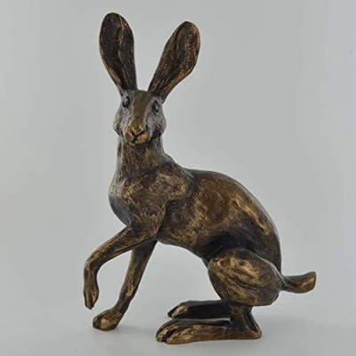 Image of Prezents.com Buttercup Hare Bronze Effect Statue by Harriet Glen Home Decor Animal Gift Ideas H19cm