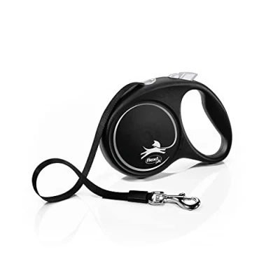Image of Flexi Black Design Tape Medium 5m Retractable Dog Leash/Lead for dogs up to 25kgs/55lbs