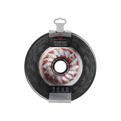 Image of Tala Performance Decorative Fluted Cake Tin, Professional Gauge Carbon Steel with Eclipse Premium Non Stick Coating for Quick and easy release, This pan measures 23.5 x 9 cm