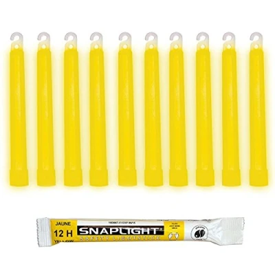 Image of Cyalume SnapLight Yellow Glow Sticks 6 Inch Industrial Grade, Ultra Bright Light with 12 Hour Duration (Pack of 10)