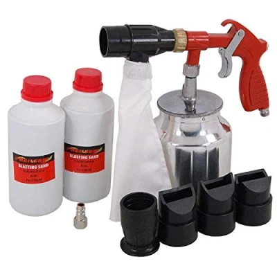 Image of Air Sandblaster Gun Kit Includes Blasting Sand Grit 60 and 4 Nozzles