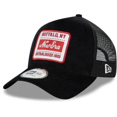 Image of New Era 9Forty Cord Trucker Cap Brand Patch Black One Size