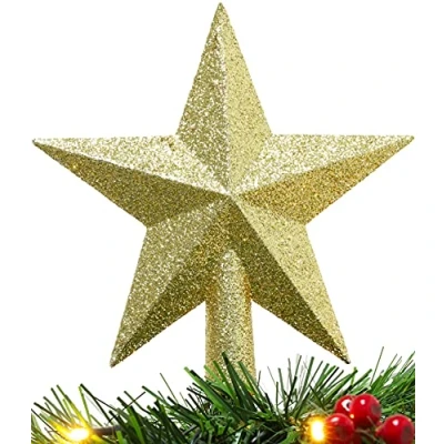 Image of Christmas Concepts® 20cm Glitter Tree Top Star Decoration Topper (Gold)