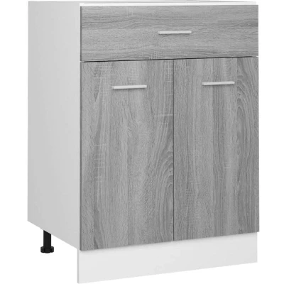 Image of vidaXL Drawer Bottom Cabinet, Kitchen Furniture Storage Sideboard, Buffet Sever Cabinet with Shelf, Modern Grey Sonoma Engineered Wood