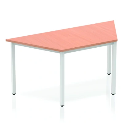 Image of Impulse 1600mm Trapezium Table Beech Top Silver Box Frame Leg BF00108