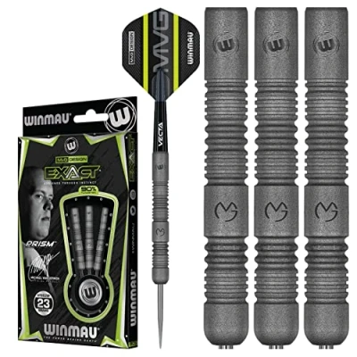 Image of WINMAU Darts Set Michael Van Gerwen MvG Exact Steeltip Includes Flights &amp; Stems, Available in 21.5g, 23g, 24g 25g, Professional 90% Tungsten Set, 23g