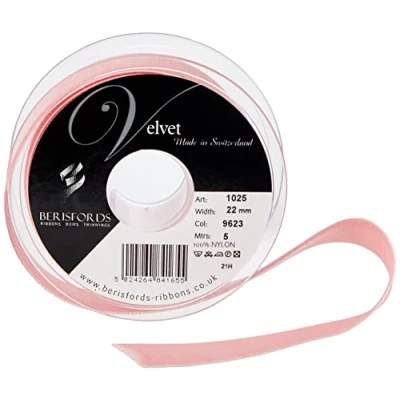 Image of Berisfords Velvet Ribbon, Dusty Rose, 10.2 x 3 cm