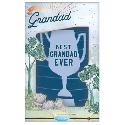 Image of ME TO YOU Tatty Teddy Father&#039;s Day &#039;Best Grandad Ever&#039; Socks Official Collection FGL01020, Grey, Blue, Navy Blue