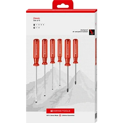 Image of PB Swiss Tools 6 Classic Screwdriver for Slotted and Phillips Screws, Model #1560.CBB, Set in a Paperboard Box, Screwdrivers