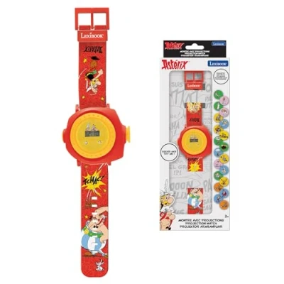 Image of LEXIBOOK, Asterix &amp; Obelix, Adjustable Strap Digital Screen Wristwatch with 20 Projections from the Universe, for Children, DMW050AX