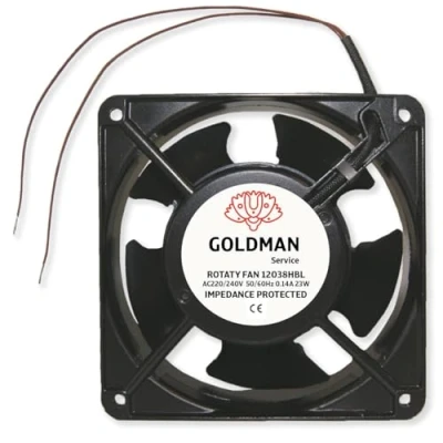 Image of GOLDMAN SERVICE Axial Fan for Fireplace Cassette Cassette, High Temperature, Metal Blades, Silent and Universal, Black, 120 x 38 mm