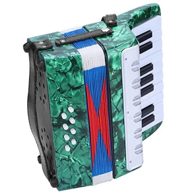 Image of Bass Piano Accordion, 17 Key ABS Musical Instrument for Beginners Students(green)