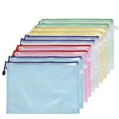 Image of Arnech 10Pcs A5 Plastic Wallets, Ziplock Bags Mesh Document Folders for Files Storage, School, Office, Homework Travel Storage Bags, Paper Organization, Cosmetics (A5 10PCS)
