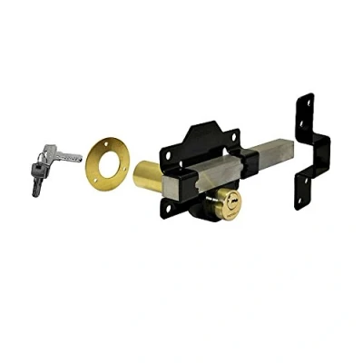 Image of Perry 11270070BK 70mm (Locking Both Sides) Long Throw Lock with Elongated Keep and Stainless Steel Bar