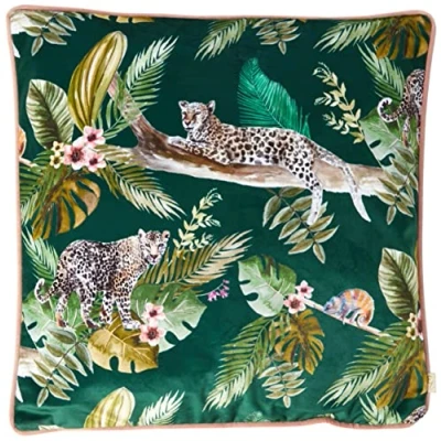 Image of Evans Lichfield Jungle Leopard Cushion Cover, Green, 43 x 43cm
