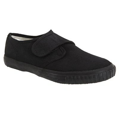 Image of Dek Junior Touch Fastening Classic School Plimsolls All Black Canvas, Older Kids UK 3 / EU 35