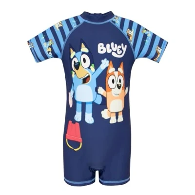 Image of Bluey Swimsuit One Piece Boys Children&#039;s Swimming Costumes Blue 6 7 Years