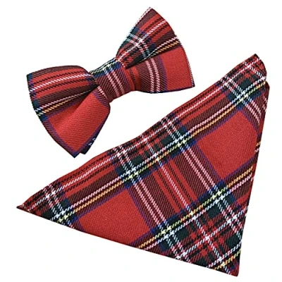 Image of Royal Stewart Red Tartan Scottish Bow Tie &amp; Hanky Set