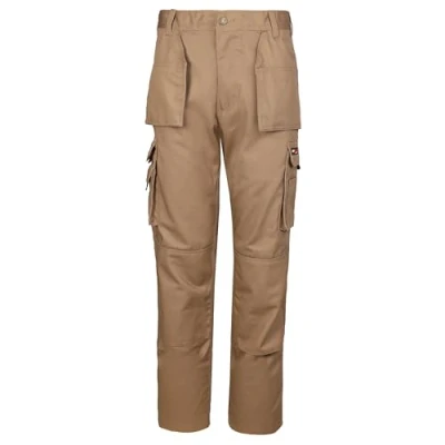 Image of TuffStuff Pro Work Regular Trousers 40 Waist Stone Cargo for Men Triple Stitched Seams Features Knee Pad Pockets Mens