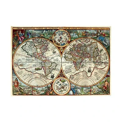Image of Wee Blue Coo Map Antique Globe Hemisphere Ornate Decorative Wall Art Print