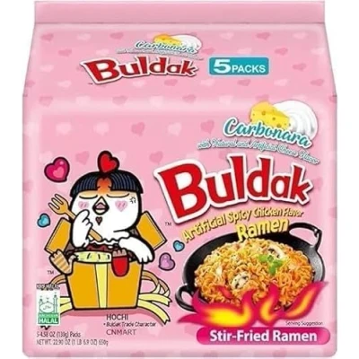 Image of Korean Import Samyang Hot Chicken Flavour Buldak Ramen Carbonara Noodles Pack of 5