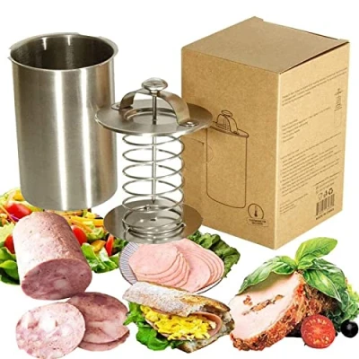 Image of JasCherry Stainless Steel Ham Sandwich Meat Press Maker with Thermometer for Making Healthy Homemade Deli Kitchen Bacon Pressure Cookers Boiler Pot Pan Stove