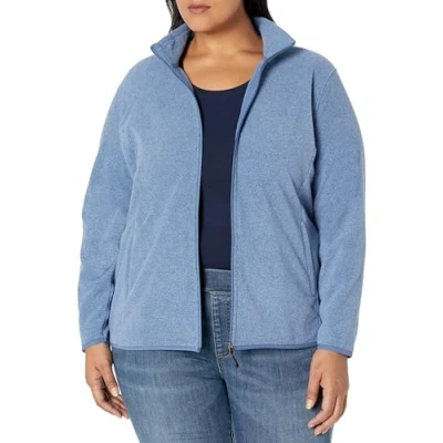 Image of Amazon Essentials Women&#039;s Classic fit Long Sleeved Full Zip Polar Soft Fleece Jacket (Available in Plus Size), Blue Heather, S