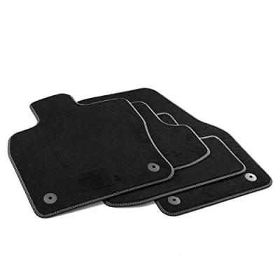 Image of MDM PRO 7225 Floor Mats for Audi Q2 (GA) 10.2016 Velour Nylon Faux Leather Edges and Double Quilted Seam Chrome Stitching