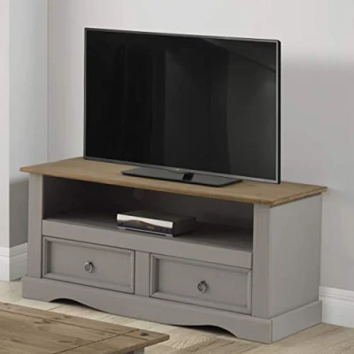 Image of Mercers Furniture Corona Grey Wax Flat Screen TV Unit