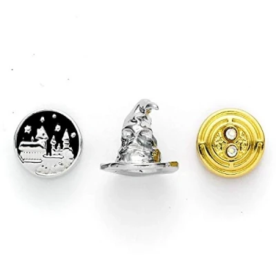 Image of Harry Potter Official Set of 3 Spacer Beads Hogwarts Castle, Sorting Hat, &amp; Time Turner