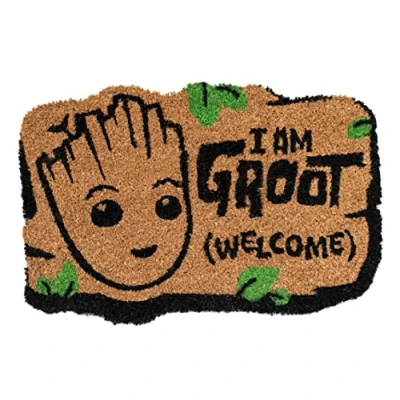 Image of Grupo Erik Marvel Groot Shaped Door Mat 16.9 x 23.6 inches 43 60 cm Coconut Coir Eco Friendly 100% Indoor &amp; Outdoor Gifts