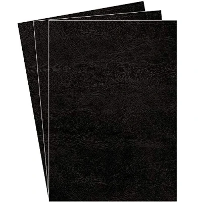 Image of Fellowes A4 100 Percent Recyclable Leatherboard Binding Covers, Heavyweight, 250 gsm Presentation FSC, Black, Pack of 100, 5370405