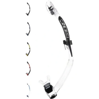Image of Cressi Itaca Ultra Dry Snorkel for Free Diving and Snorkeling, Transparent/Black, One Size, Unisex Adult