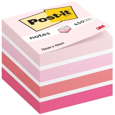 Image of Post it Sticky Notes Cube Pastel Colors Collection, Pack of 1 Pad, 450 Sheets, 76 mm x mm, Pink, White, Orange Self stick For Note Taking, To Do Lists &amp; Reminders