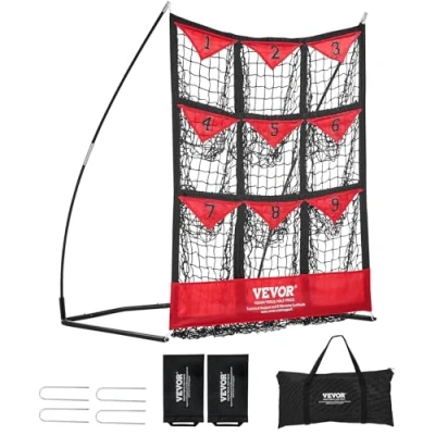 Image of VEVOR 9 Hole Baseball Net, 36&quot;x30&quot; Softball Training Equipment for Hitting Pitching Practice, Portable Quick Assembly Trainer Aid with Carry Bag, Strike Zone, Ground Stakes, Youth Adults