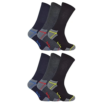 Image of Mens Ultimate Heavy Duty Cushioned Cotton Work Socks for Steel Toe Boots Big Foot 11 14 uk (11 uk, 6 Pairs)