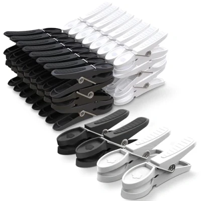 Image of PORTENTUM Clothes Pegs with Non Slip Rubber, Pack of 48, Black &amp; White. No Marks Left, for Delicate Garments, Weather Resistant, Long Lifespan, Multipurpose, Eco Friendly, Size 3.15x1.30x0.59 inches