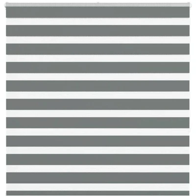 Image of vidaXL Zebra Blind Dark Grey 150x150 cm Fabric Width 145.9 Polyester