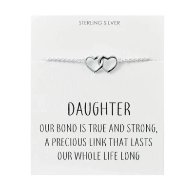 Image of Philip Jones Sterling Silver Daughter Quote Heart Link Bracelet