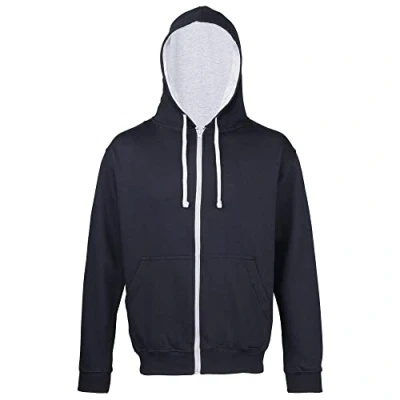 Image of AWDis Men&#039;s Varsity Zoodie Hoodie, Multicoloured (New French Navy/Heather Grey), Medium