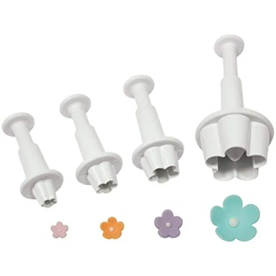 Image of PME FB550 Blossom / Forget Me Not Plunger Cutters, Small, Medium, Large, X Large Sizes, Set of 4, White