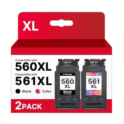 Image of Coloran 560XL 561XL Ink Cartridges Combo Pack Replacement for Canon 560 561 PG CL Pixma TS5350 TS5351 TS5352 TS5353 TS7450 TS7451 (1 Black 1 Colour)