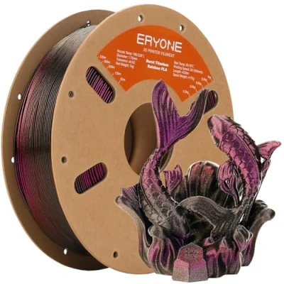 Image of ERYONE Burnt Titanium Rainbow PLA Filament 3D Printer 1.75mm +/ 0.03mm, 1kg(2.2LBS)/Spool, Stargazer(Rose &amp; Flash Black)