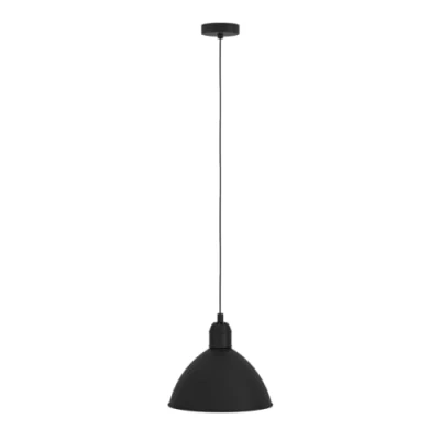 Image of EGLO Pendant lighting Priddy, ceiling light fitting for dining and living room, black metal hanging lamp with E27 socket, Ø 12 in