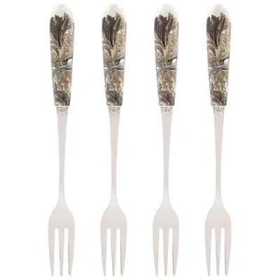 Image of Forks with Ceramic Handles Acanthus Design Set of 4