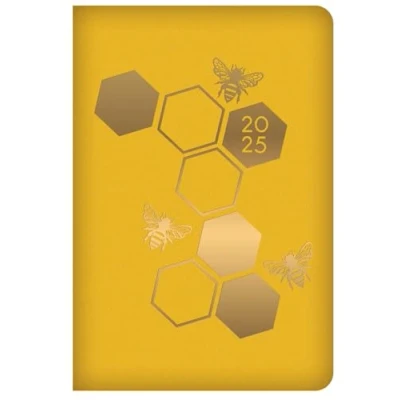 Image of 2025 Soft Faux Leather Pocket Sized Diary Week to View Stylish Yellow Bee Design